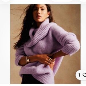Banana Republic lavender purple fuzzy cowlneck oversized sweater alpaca blend S